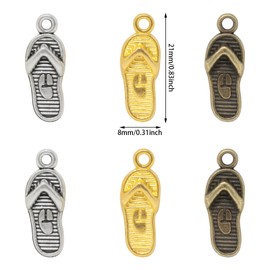 Honbay 90PCS Mini Flip Flop Charms Pendant Alloy Slippers Pendants Summer Beach Charms for Earring Necklace Bracelet Keychain Jewelry Crafts Making (3 Color), alloy, No Gemstone