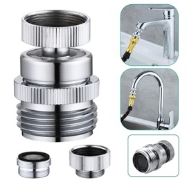 SNUTUYA Faucet to Garden Hose Adapter,Brass 3/4-Inch Garden Hose Adapter with Aerator, 360-degree Swivel for Kitchen And Bathroom,Chrome