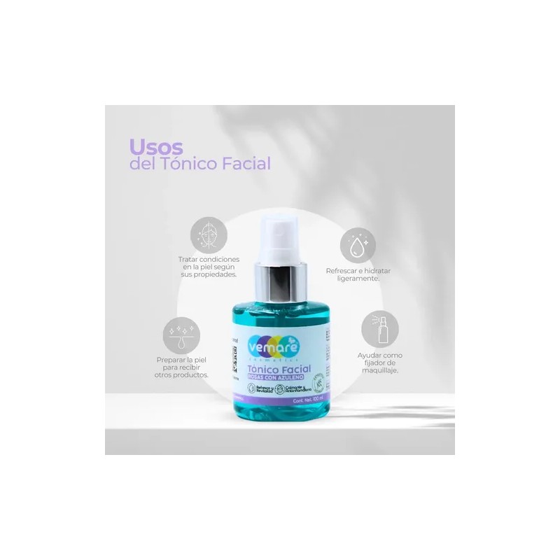 Tónico Facial De Rosas Y Azuleno Vemare Piel Sensible 100