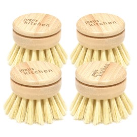 Joeji's Kitchen Dish Brush Replacement Heads Set of 4 Wooden Eco Washing Up Brush with Bamboo Handle & Sisal Fibre Bristles - Non-Scratch Dish Brushes for Washing Up…