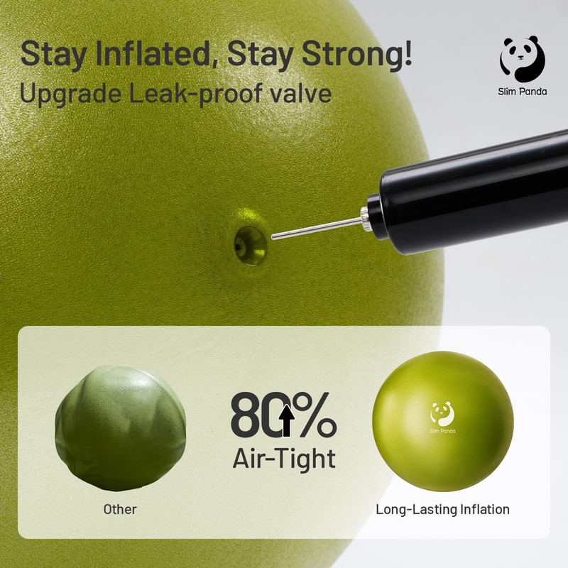 Slim Panda Pilates Ball 9 Inch with Air Pump, Non-Slip