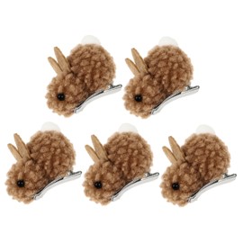 Vaguelly 5Pcs Plush Bunny Hair Clips for Women Cute Rabbit Barrettes for Winter Hairstyles Eye Catching Hairpins for Parties Weddings Everyday Use