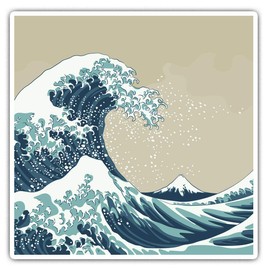 2 x 10cm Square Vinyl Stickers - Vintage Great Wave Japan Decals 2115