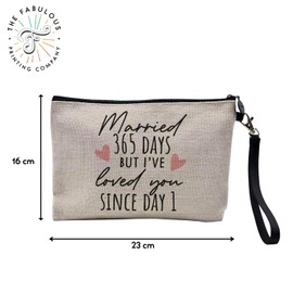 Leinentasche - Married 365 Days But Loved You Since Day 1 Hochzeitstag Feier Geschenkidee Paar Hochzeit - Kosmetiktasche aus Leinen Optik - Kulturbeutel - 23,5 x 15 cm, 365 Tage 2, 23.5 x 15 cm,