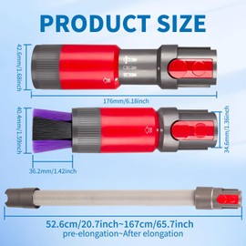 Traceless Dust Brush and Flexible Extension Hose Compatible for Dyson V7 V8 V10 V11 V15 Gen5 outsize Vacuum Cleaners, Self-Cleaning Soft Bristle Dust Brush Replacement Parts for Dyson Cordless Vacuum