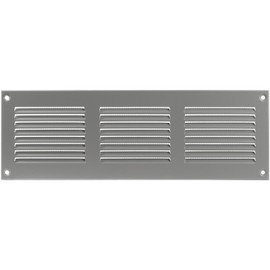 Ozo Brothers 12" x 4" Inch (External Dimensions) - Gray Metal Air Cover Grille Cover - Wall, Ceiling Register and Exterior Wall Vent Cover with Built - in Pest Guard Screen