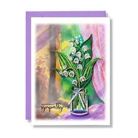 TUMYBee Lily of the Valley Sympathy Card, Quilling, 5 x 7 inches, White Envelope