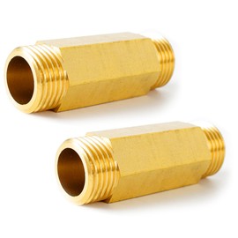 Pack of 2 Brass Tap Extension, G1/2 Inch x 30 mm Brass Extension Fitting, 1/2 Inch Male Thread Extension Pipe Nipple, 30 mm Thread Pipe Double Nipple, for Air, Water, Oil, Pipe Connection
