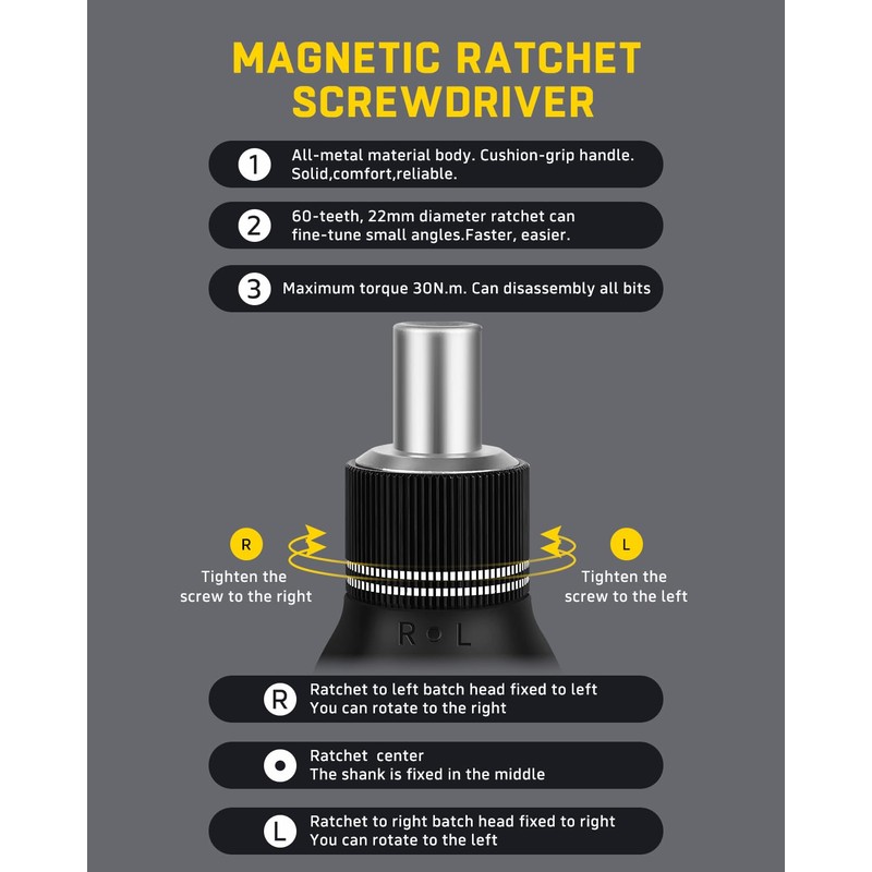 Banshu Ratcheting Screwdriver Set, 12 in 1 Magnetic Screwdriver Set