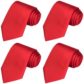 KissTies 4PCS Extra long Ties Red New Year Holiday Neckties For Men + 1 Gift Box