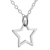 Sterling Silver Tiny Star Outline Charm Pendant Necklace,18"
