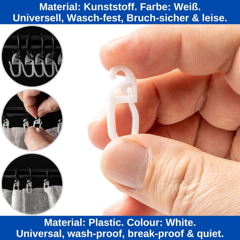 Curtain hooks for rings, 120 pieces, with Ø 4 mm
