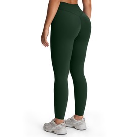 Aoxjox Women’s Workout Leggings High Waist Hidden Scrunch Tummy Control Gym Training Yoga Pants 27" (Forest Green, X-Small)
