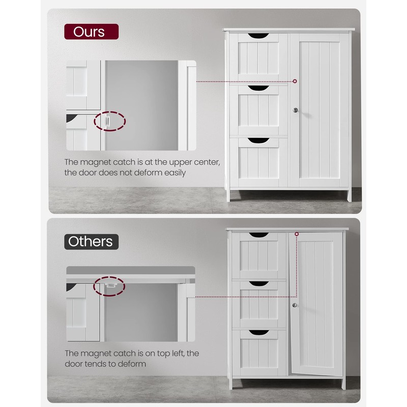 VASAGLE Bathroom Floor Storage Cabinet, Freestanding Bathroom Storage Unit with