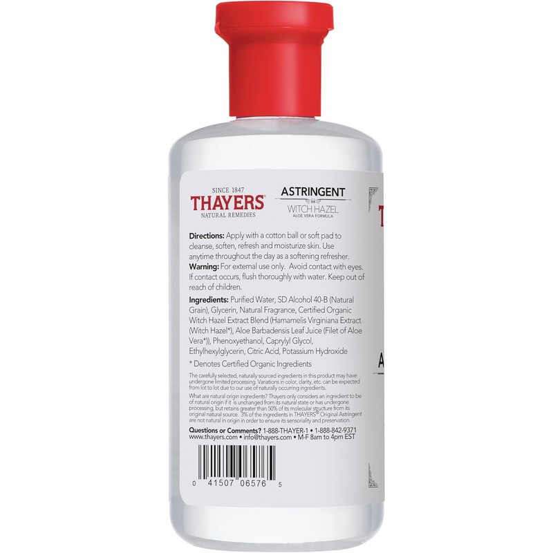 Thayers Astringente original de hamamelis con fórmula de aloe vera,