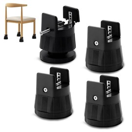 MerwDeeyt 4 Pack Furniture Risers with Screw Clamp 6-8cm Adjustable Height Bed Risers Black Desk Riser Blocks Sofa Table Chair Risers Fit for Square Round Chair Leg Diameter 1-5cm