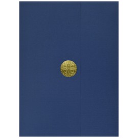 St. James Elite Medallion Fold Certificate Holders with Gold Medallion - Letter - 8 1/2" x 11" Sheet Size - Linen - Navy - 5 / Pack