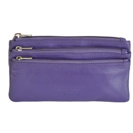 GOLUNSKI Soft Leather 3 Section Zipped Coin Purse 6 Colours - 0330 (Purple)