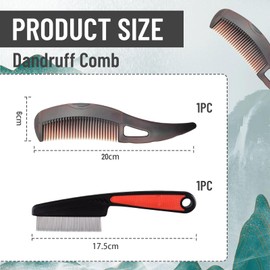 Cosmeria Flake Comb Set, Stainless Steel Comb For Clean Scalp With Button, Effective Flake And Stress Removal, Ideal For All Hair Types And As A Gift