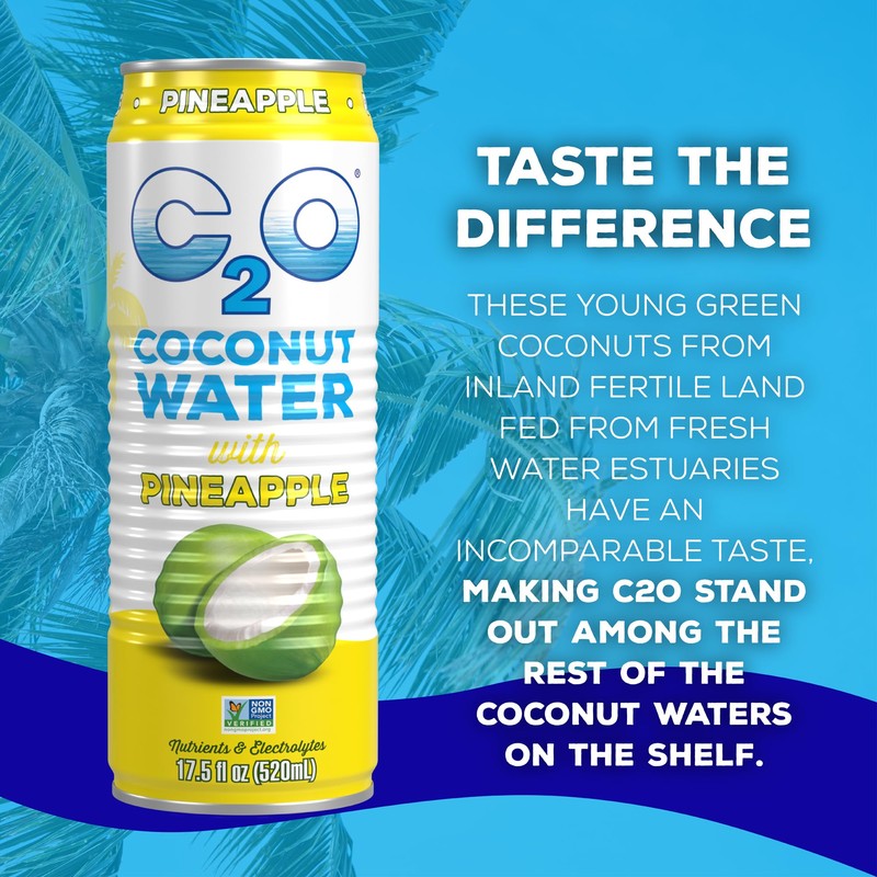 C2O - Coconut Water with Pineapple (12 Pack) - Made