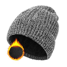 ehsbuy Beanie Hat Men Fleece Lined Stretchy Winter Hats Soft Cuffed Warm Wooly Hat Thermal Beanie Skull Cap Gifts for Men Women