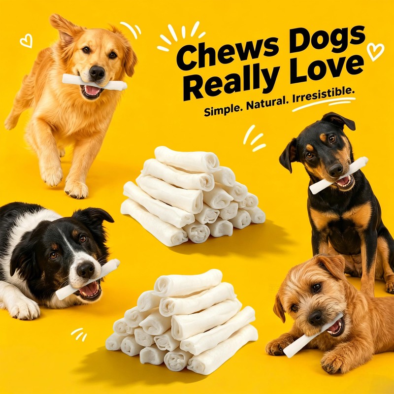 Woofora Rawhide Twist Sticks Dog Treats, Long Lasting Chew Sticks