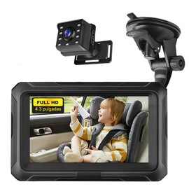 JESWO Camara para Carro Bebe Asiento Trasero HD 1080P, Espejo para Bebe Auto Pantalla 4.3'', Espejo Retrovisor para Auto Bebe con Giratorio 360°, Camara Coche Bebe, Ángulo de Visión Amplio de 150°