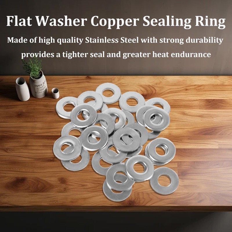 Runseaway 60PCS M5 Flat Washer Stainless Steel Sealing Ring, Inner