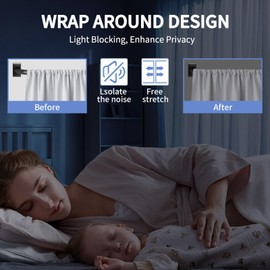 ZYRW Blackout Curtain Rod, Adjustable Extra Long Curtain Rod for Windows 66 to 152 Inches(5.5-12.7Ft), Wrap Around Heavy Duty Curtain Rods, Room Darkening French Return Rod, Matte Black