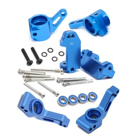 ARRCat Upgrades Parts for 1/10 Traxxas Slash 2WD/Stampede 2WD/Rustler 2WD/Nitro Slash/Bigfoot 2WD RC Truck,Alloy Steering Blocks，Front Caster Block,Rear Stub Axle Carriers,Replace 3736 3632 3752,Blue