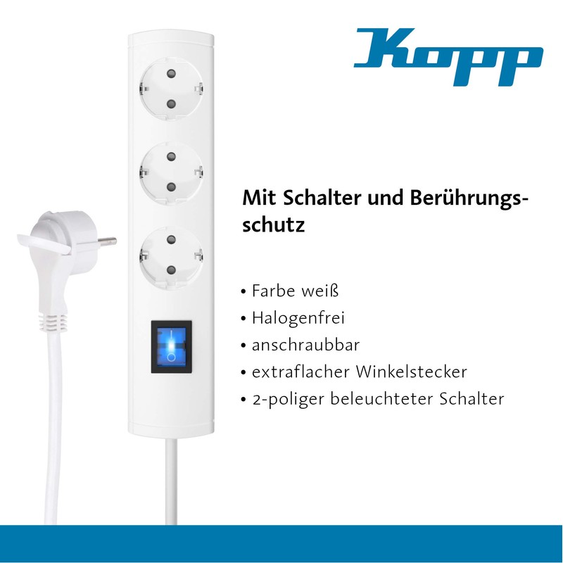 Kopp 233302018 Indoor 3AC outlet(s) 1.4m White power extension 233302018,