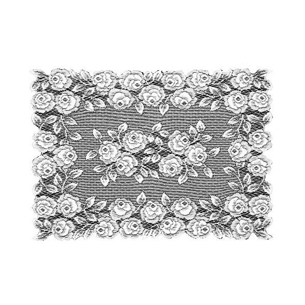 Heritage Lace Tea Rose 14-Inch by 20-Inch Placemat, White, Set of 2