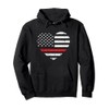 Thin Red Line Firefighter Support Heart Flag Hoodie