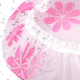 Shower Caps, 3 Pcs Waterproof Bath Caps Plastic Reusable Shower Caps Elastic Band Bath Hair Hat for Women Ladies Spa Salon