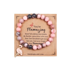 COLORFUL BLING Healing Crystal Beaded Stretch Bracelet Never Forget How Flamazing You are Flamingo Bracelet Gifts Natural Stone Inspirational Bracelet for Women -Style 2