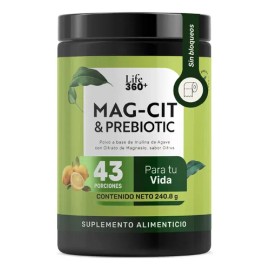 Citrato Magnesio Polvo Prebioticos Sabor Cítrico 240g Life360