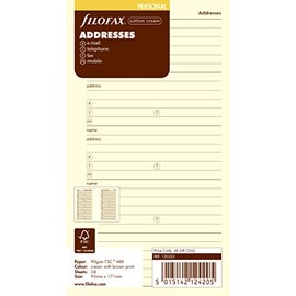 Filofax Personal Notepad for Name/ Address/ Email/ Telephone/ Fax/ Mobile - Cotton Cream