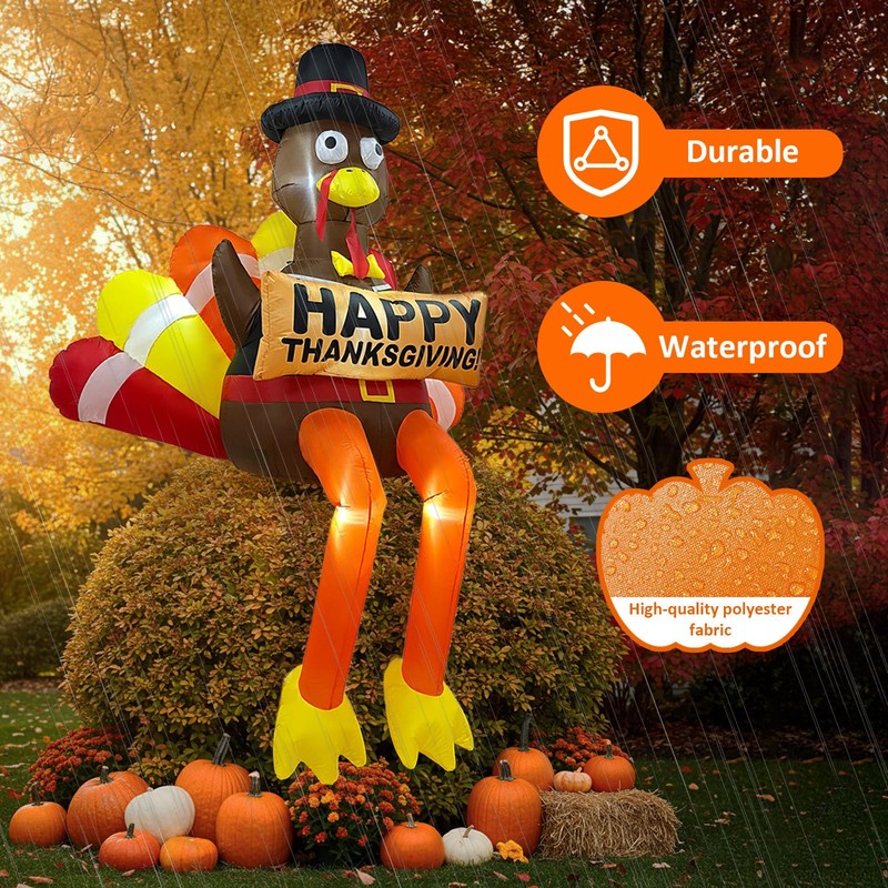 AerWo 8 FT Thanksgiving Inflatables Outdoor Decorations, Giant Inflatable Turkey