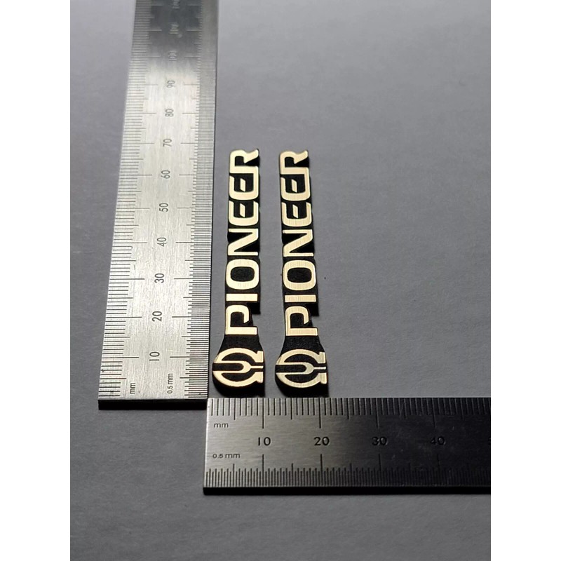 Pioneer Speaker Badge Emblem Logo Pair Custom Made - Brushed