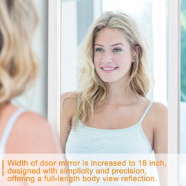 NeuType 51" x 16" Over The Door Mirror Full Length Mirror Door Mirror Wall Mirror Hanging with 2 Metal Hangers for Bedroom Living Room Bathroom White