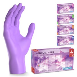 ARNOMED Disposable Gloves Purple Pack of 100 / Box S Nitrile Gloves Disposable Powder-Free Latex Free Rubber Gloves Available in XS, S, M, L & XL