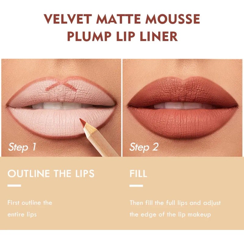 6pcs Juego Delineador Wooden Lip Pencil Labios Impermeable