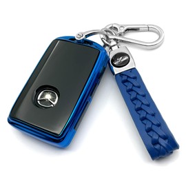 Creativity for Mazda Key Fob Cover. Suitable for Mazda 3 Hatchback 2020-2024 Mazda 3, 6, CX-30, CX-5, CX-9, CX-50 Smart Key (Blue Combination)