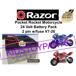 YB BATTERY New! 24V Battery Pack for Razor Pocket Rocket V7-26  2Pin 4 hole Conn W/Harness!