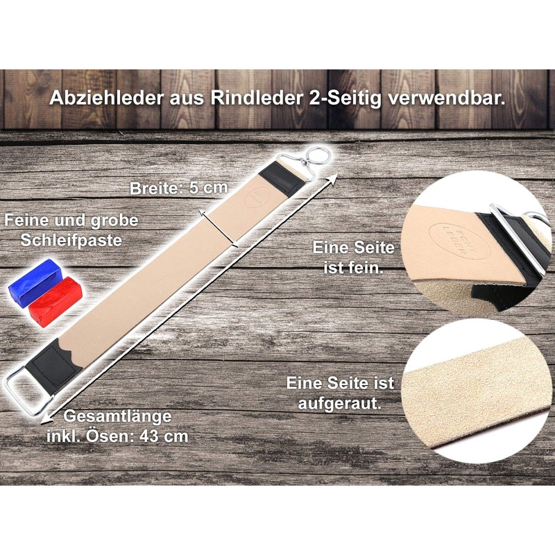 Professional Razor Set | Wood Handle Paste Solingen/Strop Set Beard