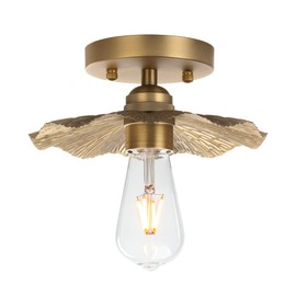 Pathson Vintage Metal Ceiling Light Fixture Brass Finished, Split Flower Design Ceiling Lighting, Industrial Kitchen Art Flush Mounted Farmhouse Lighting for Living Room Hallway