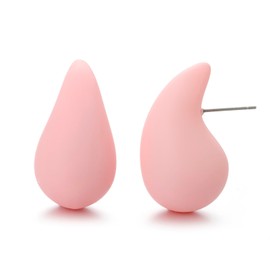 Winssigma Chunky Acrylic Hoop Earrings, Lightweight Waterdrop Hoops Earrings, Hypoallergenic Trendy Jewelry for Women(Pink)