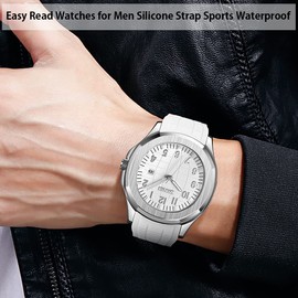 SKMEI Watches for Men Silicone Easy Read Waterproof Sport Casual Fashion Analog Quartz Luminous Fathers Gifts White Wrist Watch