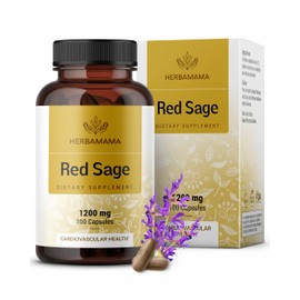 HERBAMAMA Red Sage Supplement Capsules - 1200mg Red Sage Root (Dan Shen) for Antioxidant Support - Vegan, Non-GMO Salvia Miltiorrhiza Supplement