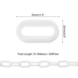 PATIKIL 300ft Plastic Barrier Chain, Safety Barrier Chain Plastic Chain Links Crowd Control Barrier for Fence Gate Garden Construction Driveway Elevator Parking Lot, White